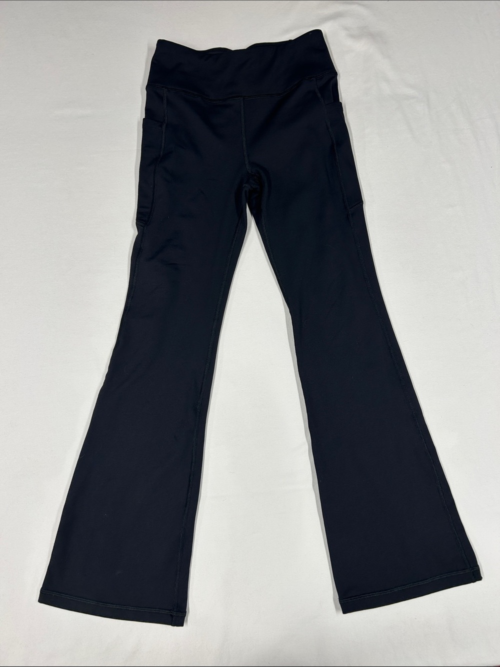 IUGA Girls High Waisted Flare Leggings Black Side Pockets Size L